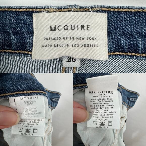 McGuire Denim Lido Jeans Blue Distressed Step Hem Ankle Mid Rise Boho Size 26 - Picture 13 of 14